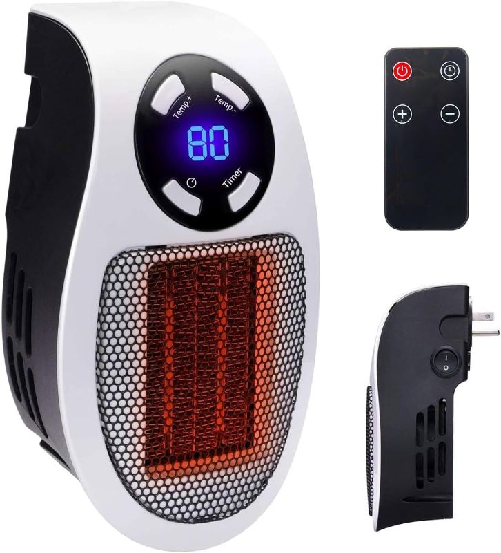 Photo 1 of 350W&450W Space Heater, Remote Wall Outlet Electric Space Heater as Seen on TV with Adjustable Thermostat and Timer and Led Display, Compact for Office Dorm Room