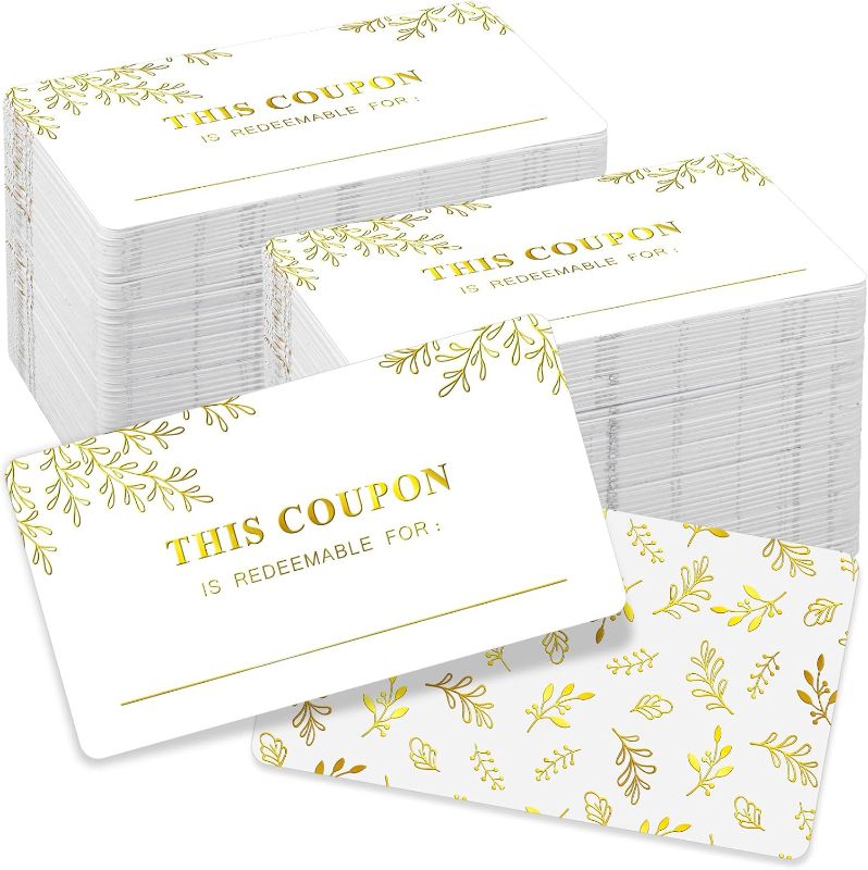 Photo 1 of Kosiz 200 Pcs Coupon Cards Blank Coupons for Him, Her, Husband, Wife, Mom, 3.5'' x 2'', Gift Certificates Redeem Voucher Cards Business Services Coupon for Spas, Restaurants, Hair Salons