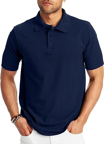 Photo 1 of Hanes Men’s X-Temp Short Sleeve Polo Shirt, Midweight Men's Shirt Medium Navy