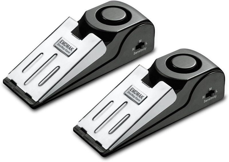 Photo 1 of EMDMAK Door Stop Alarm with 120DB Siren Door Stop for Home & Travel (Black) (Pack of 2)
