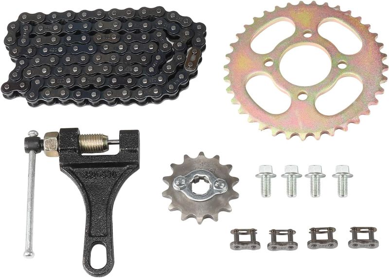 Photo 1 of *** MISSING HAND CRANK TO TIGHTEN CLAMP***
420 Rear Sprocket 37 Tooth,96L Chain,Front Sprocket 14T Kit for The ATV 70 90 110 125CC Quad Bike Motorcycle