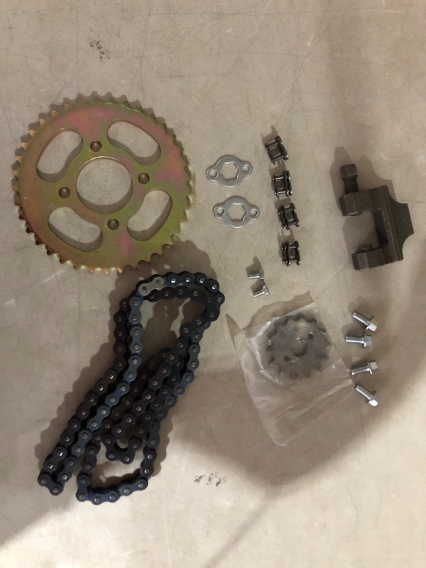 Photo 1 of *** MISSING HAND CRANK TO TIGHTEN CLAMP***
420 Rear Sprocket 37 Tooth,96L Chain,Front Sprocket 14T Kit for The ATV 70 90 110 125CC Quad Bike Motorcycle