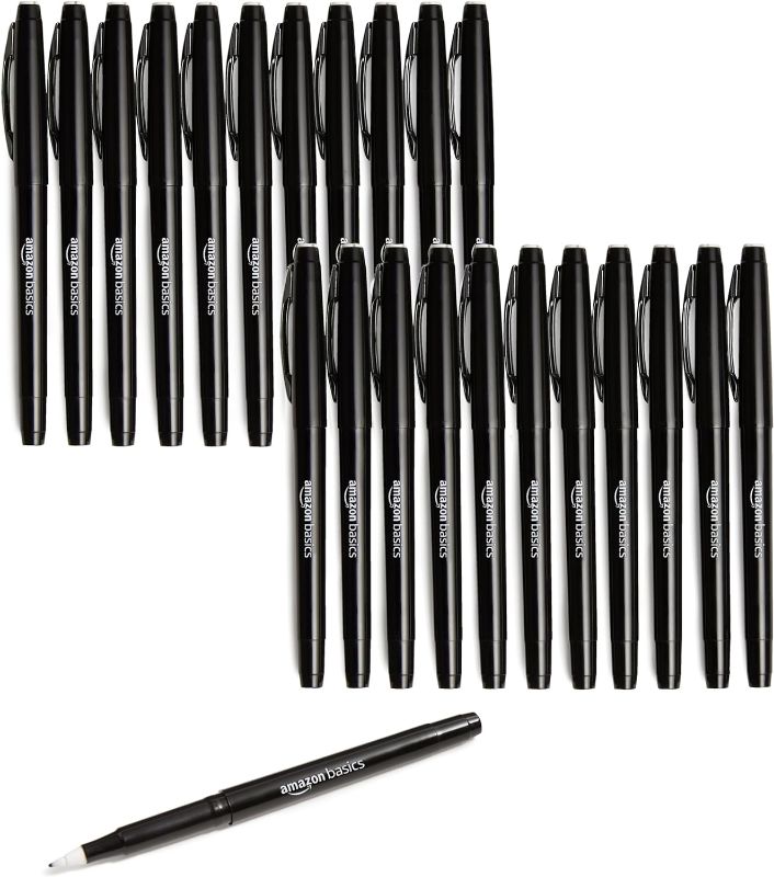 Photo 1 of Amazon Basics Felt Tip Marker Pens - Medium Point, Black, 24-Pack Black 24 Pack