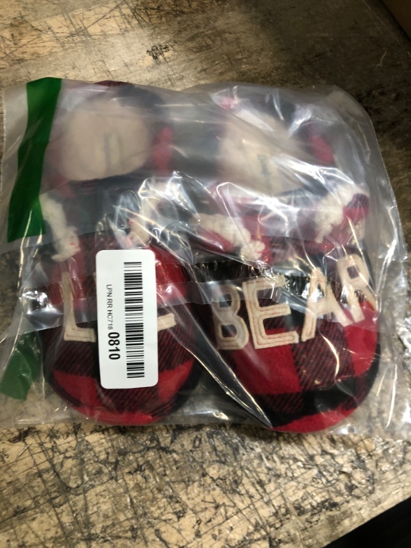 Photo 1 of Dearfoams Gifts for Kids Matching Christmas Holiday Lil Bear and Baby Bear Slipper Lil Bear Buffalo Plaid 9-10 Toddler