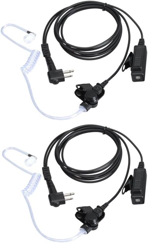 Photo 1 of Earpieces for Motorola Walkie Talkies with Mic 2 Pin Acoustic Tube Headset and PPT for CP200 GP2000 XU1100 PRO1150 MU12 (2 Pack)