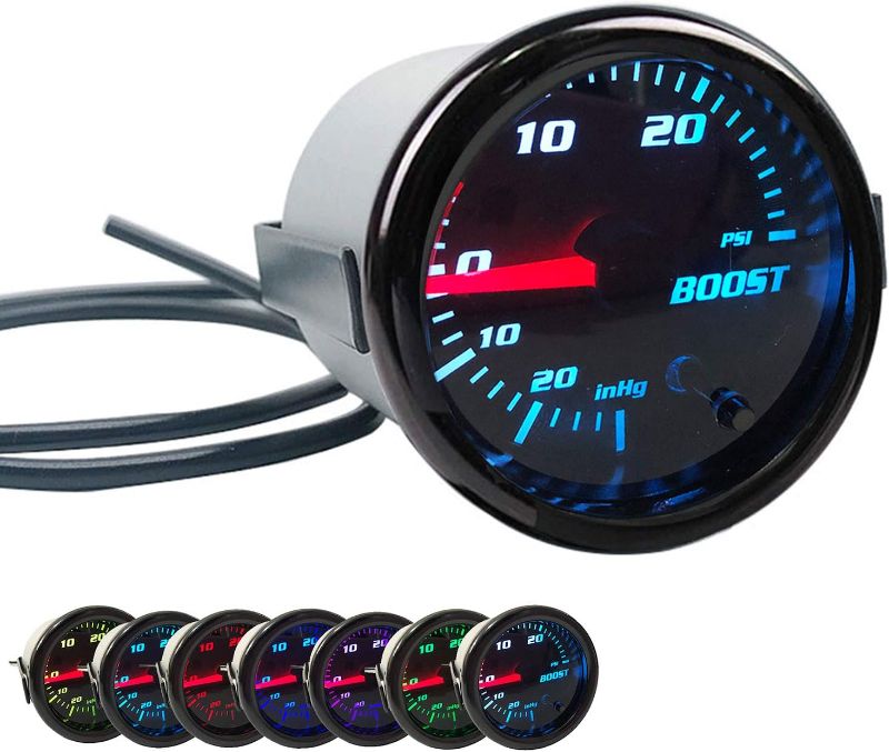 Photo 1 of Black 52mm 2" Turbo Boost Gauge  0-30 PSI Pressure Vacuum Turbo Meter with 7 Color Tinted  (Without Gauge Cup)