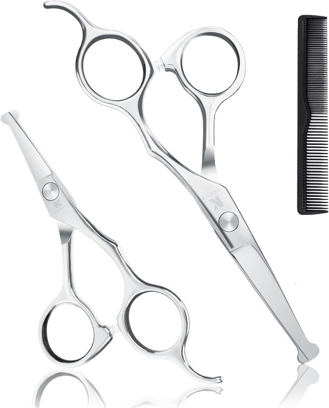 Photo 1 of Kids Hair Cutting Scissors Professional Safety Rounded Tips Haircut Scissors Kit with 6.1'' Barber Hair Cutting Shears and 5.1'' Hair Trimming Scissors for Babies, Toddlers, Children, Women and Men