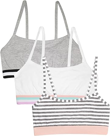 Photo 1 of Fruit of the Loom Girls' Spaghetti Strap Sports Bra 38 Multi Leo/White/Grey Heather