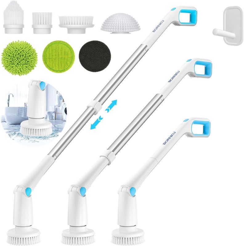 Photo 1 of ??????? ???????? ???? ???????? for Bathroom with Adjustable Extension Arm,Cordless Shower Scrubber with 7 Cleaning Brush Heads,Power Scrubber for Cleaning Floor,Tub
