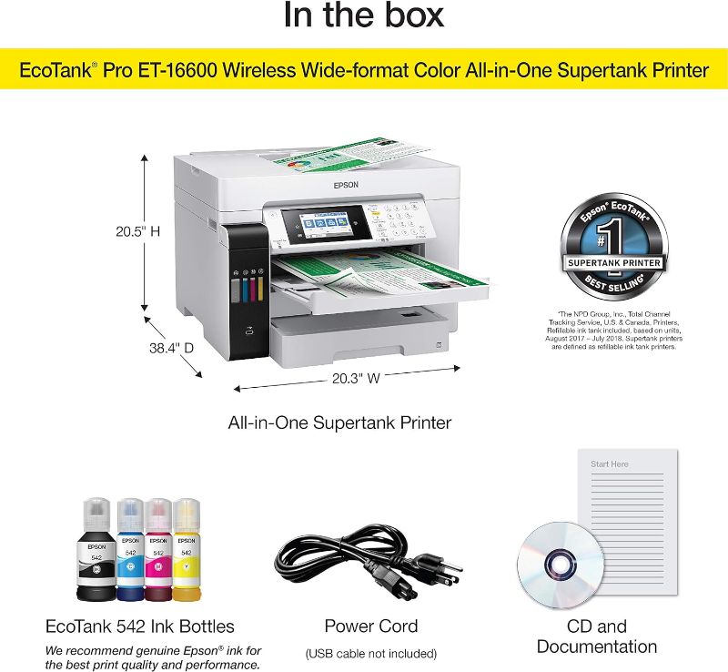 Photo 4 of (READ FULL POST) Epson® EcoTank® Pro ET-16600 SuperTank® Wide-Format Color Inkjet All-In-One Printer, White
