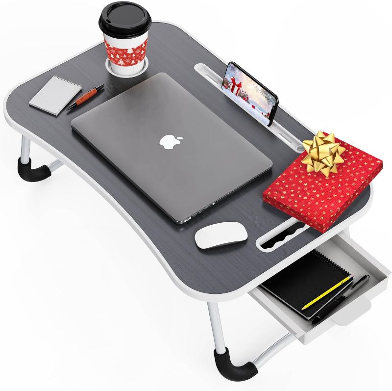 Photo 2 of Foldable Standing Laptop Desk/Bed Tray for Dinner, Reading, TV, Eating, Breakfast, Portable Table for Bed and Couch (Gray)
