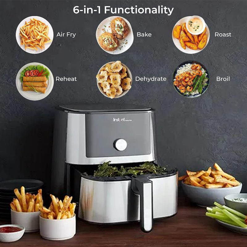 Photo 4 of (READ FULL POST) Instant Vortex Plus Air Fryer Oven, 6 Quart, From the Makers of Instant Pot, 6-in-1, Broil, Roast, Dehydrate, Bake, Non-stick and Dishwasher-Safe Basket, App With Over 100 Recipes, Stainless Steel 6QT Vortex Plus