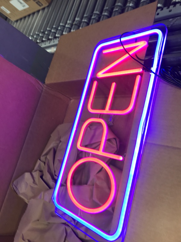 Photo 2 of Open Signs for Business Ultra Bright LED Neon Open Signs 22 Inch Plug In Electric Light Up Open Sign with ON/OFF Switch for Business Storefront Window Glass Door Shop Store Florists Bar Salon Cafes Restaurant Pubs Blue/Red 22 Inch