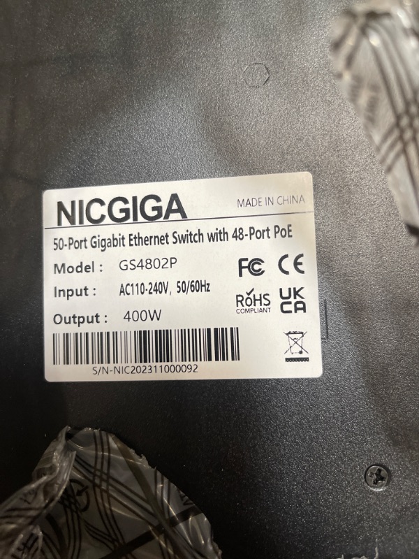 Photo 2 of 48 Port Gigabit PoE Switch Unmanaged with 48 Port IEEE802.3af/at PoE+@400W, 2 x 1G SFP, NICGIGA 50 Port Network Power Over Ethernet Switch, Desktop/Rackmount
