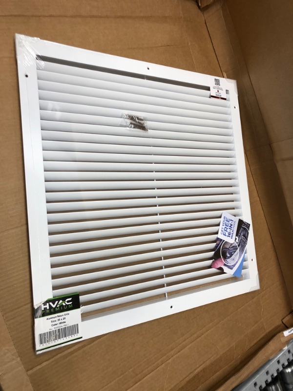 Photo 2 of 20"w X 20"h Steel Return Air Grilles - Sidewall and Ceiling - HVAC DUCT COVER - White [Outer Dimensions: 21.75"w X 21.75"h]
