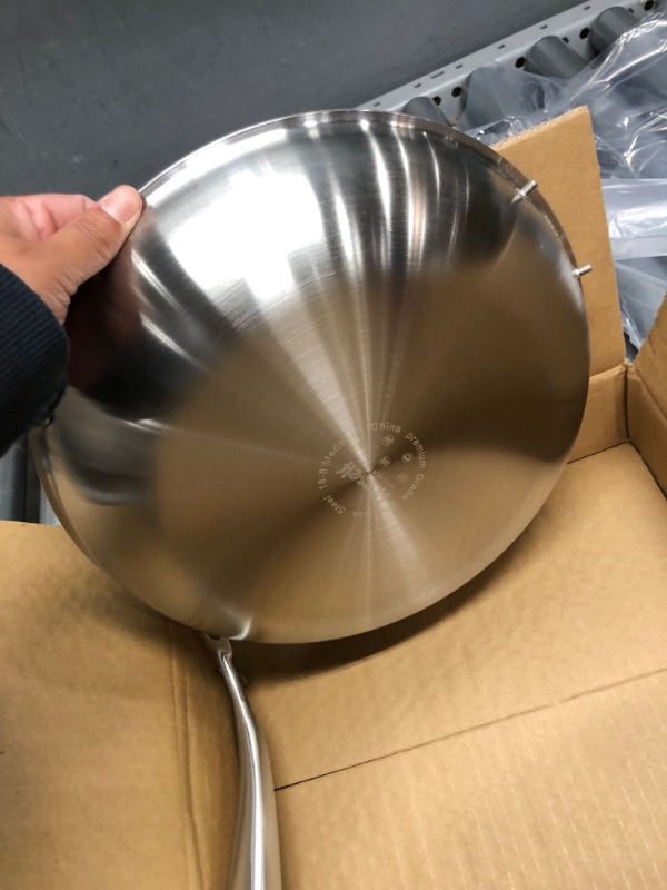 Photo 3 of 12 inch Tri-Ply Stainless Steel Frying Pans,PFOA&PTFE Free Skillets,Chef's Pan,Dishwasher and Oven Safe Cookware, Works on Induction,Ceramic and Gas Cooktops
