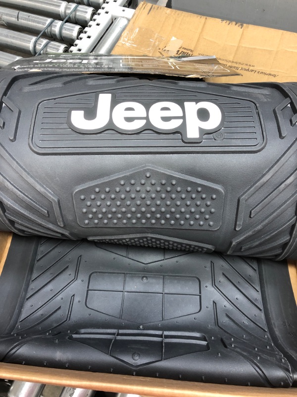 Photo 3 of Jeep Weatherpro 4 Piece Floor Mats Set, Floor Mats by Plasticolor (001668R01) , Black & Car Truck SUV Black Grip Steering Wheel Cover - Speed for Jeep Floor Mats + Wheel Cover