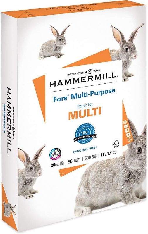 Photo 1 of Hammermill Printer Paper, 20 Lb Copy Paper, 8.5 x 11 - 3 Ream (1,500 Sheets) - 92 Bright, Made in the USA, 500 Count 500 Count  Letter (8.5x11)