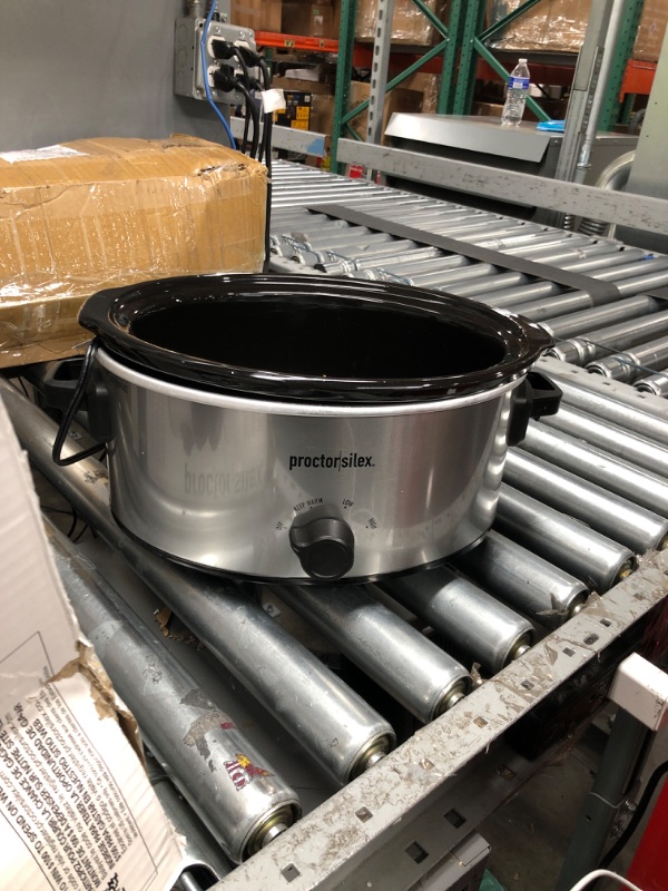 Photo 1 of Proctor Silex Double Dish Slow Cooker with 6qt Crock and Dual 2.5qt Nonstick Insert to Cook Two Meals at Once, Dishwasher Safe Pot & Lid, Silver (33563)