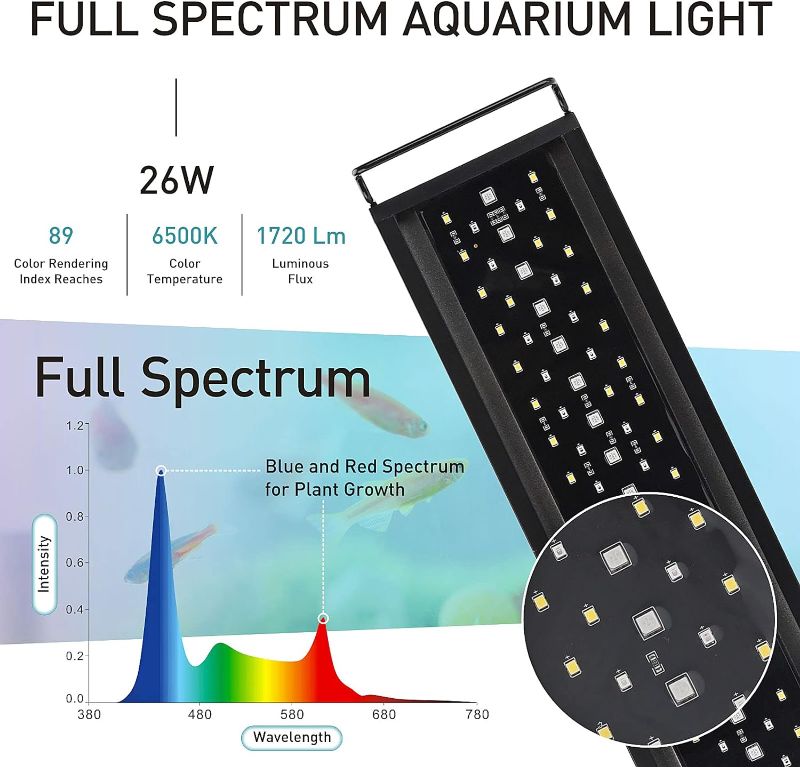 Photo 3 of (READ FULL POST) hygger Clip On Full Spectrum Aquarium LED Light, 42W Day-Night Dual Timer Sunrise-Day-Sunset-Moon Fish Tank Light, Adjustable Timer Brightness with 9 Colors for Planted Tank 42W for 43~55inch long tankX0038XB3ML
