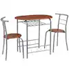 Photo 1 of 3-Piece Dining Table Set Round Table and Chairs Set for Compact Space with Wooden Table Top and Steel Frame, Brown
