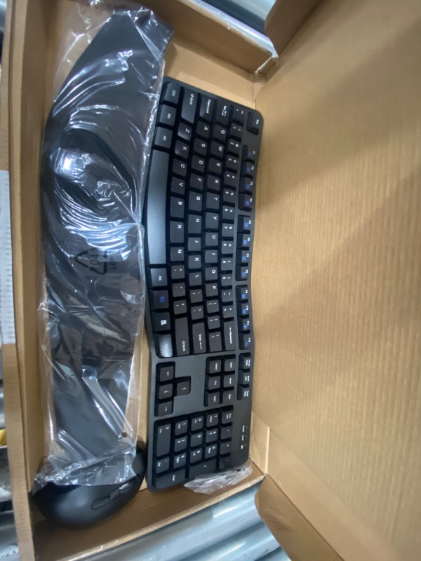 Photo 2 of Amazon Basics Ergonomic Wireless Keyboard Mouse Combo - QWERTY - Black