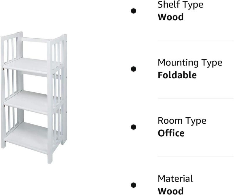 Photo 4 of (READ FULL POST) Casual Home 3-Shelf Folding Bookcase, 14" Wide, White
