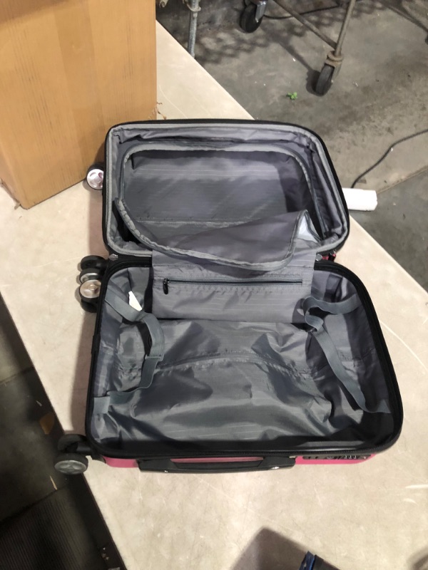 Photo 4 of ***USED - COVERED IN SCUFFS - SEE PICTURES - DEFAULT CODE IS 0-0-0***
Amazon Basics Geometric Travel Luggage Expandable Suitcase Spinner with Wheels and Built-In TSA Lock, 21.7-Inch - Pink Pink 21.7-inch Solid, Geometric