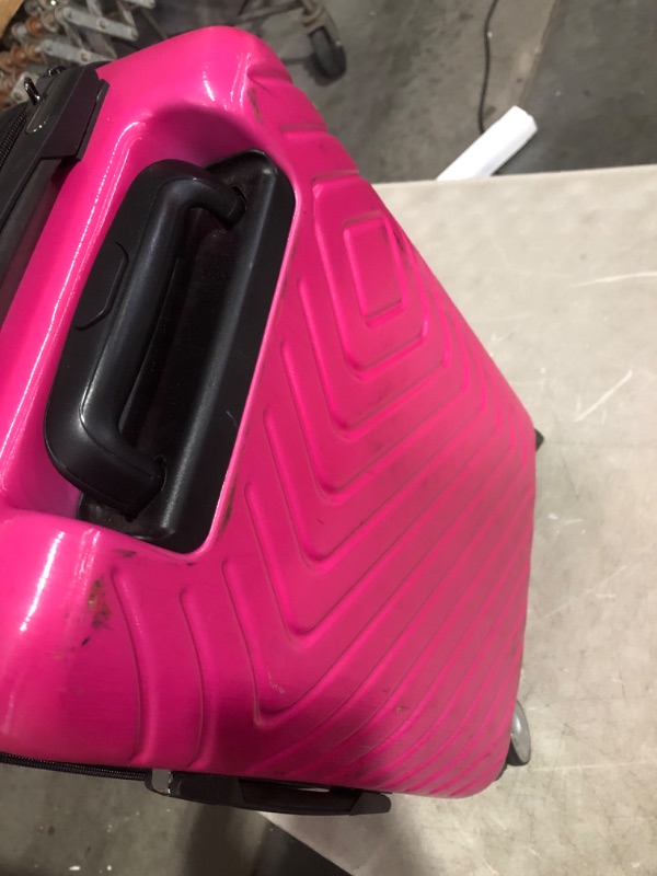 Photo 5 of ***USED - COVERED IN SCUFFS - SEE PICTURES - DEFAULT CODE IS 0-0-0***
Amazon Basics Geometric Travel Luggage Expandable Suitcase Spinner with Wheels and Built-In TSA Lock, 21.7-Inch - Pink Pink 21.7-inch Solid, Geometric