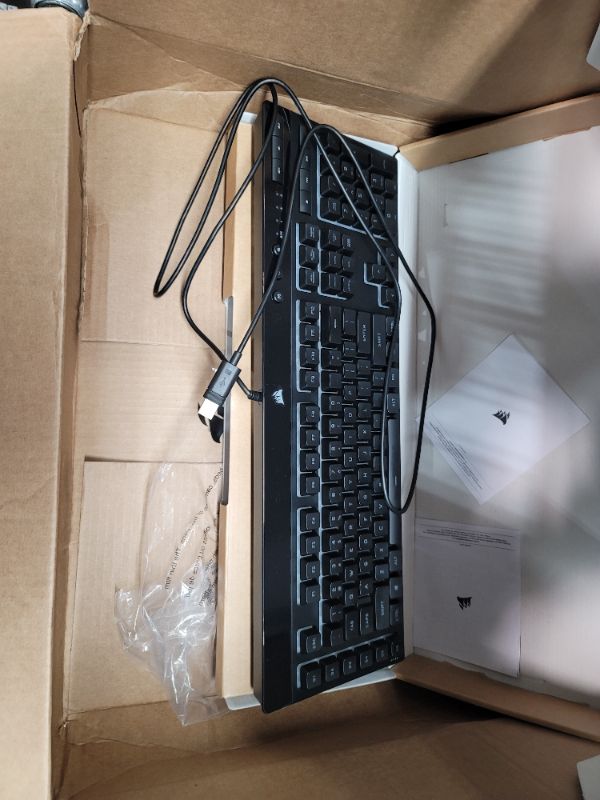 Photo 2 of Corsair K55 PRO LITE RGB Wired Membrane Gaming Keyboard (5-Zone Dynamic RGB Backlighting, Six Macro Keys with Stream Deck Integration, IP42 Dust and Spill Resistant, Dedicated Media Keys) Black K55 PRO LITE RGB Frustration Free Packaging