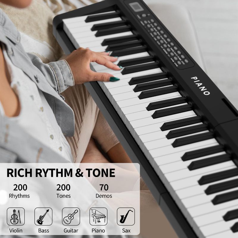 Photo 3 of Digital Piano 88 Key Full Size Semi Weighted Electronic Keyboard Piano Set with Stand,Built-In Speakers,Electric Piano Keyboard with Sustain Pedal,Bluetooth,MIDI/USB/MP3 for Beginners Adults 88 Keys+Stand