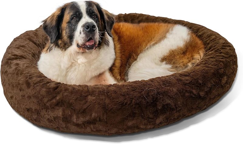 Photo 1 of Best Friends by Sheri The Original Calming Donut Cat and Dog Bed in Lux Fur Dark Chocolate, Extra Large 45"
