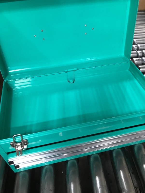 Photo 2 of Amazon Basics 2-Drawer Steel Organization Chest - Turquoise Powder Coated Finish, 18.11 x 8.66 x 9.45 inches
