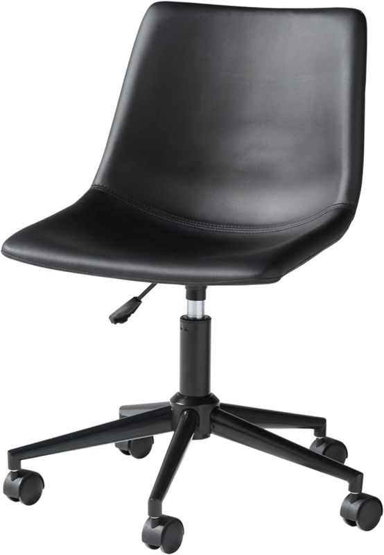 Photo 1 of (READ FULL POST)Signature Design by Ashley Faux Leather Adjustable Swivel Bucket Seat Home Office Desk Chair, Black