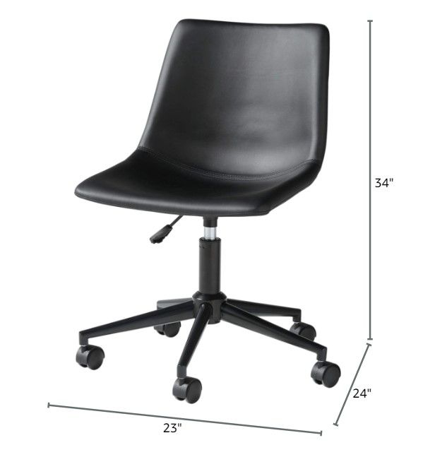 Photo 4 of (READ FULL POST)Signature Design by Ashley Faux Leather Adjustable Swivel Bucket Seat Home Office Desk Chair, Black