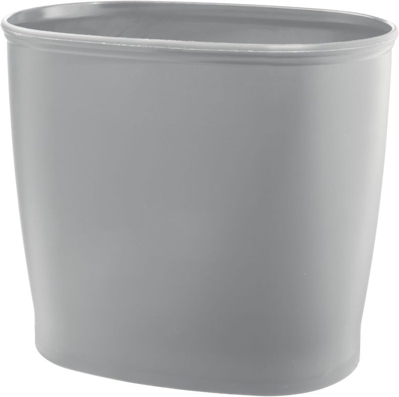 Photo 1 of *not Exact* mDesign Plastic Oval Small 2.25 Gallon/8.5 Liter Trash Can Wastebasket, Garbage Container Bin for Bathroom, Kitchen, Office, Dorm - Holds Waste, Refuse, Recycling, Hyde Collection, Gray
