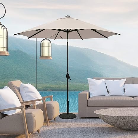 Photo 1 of Abba Patio Patio Umbrella Market Outdoor Table Umbrella with Auto Tilt and Crank for Garden, Lawn, Deck, Backyard & Pool, 8 Sturdy Steel Ribs,
