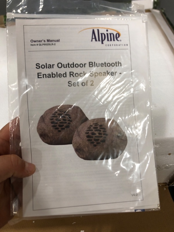 Photo 2 of **SEE NOTES/DAMAGED**
Alpine Corporation Weather-Resistant Bluetooth Solar-Powered Outdoor Wireless Rock Speaker – Set of 2