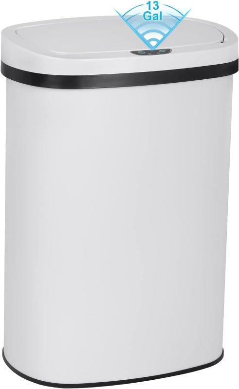 Photo 1 of 13 Gal Sensor Trash Can, White