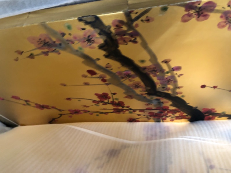 Photo 2 of 36 in. x 72 in. "Plum Tree on Gold Leaf Silk Screen" Wall Art