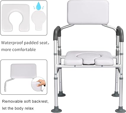 Photo 1 of 3-in-1 Raised Toilet Seat with Handles, Handicap Toilet Seat Risers with Soft Back and Padded Seat, Height Adjustable Elevated Toilet Seat for Elderly, Pregnant,Disabled
