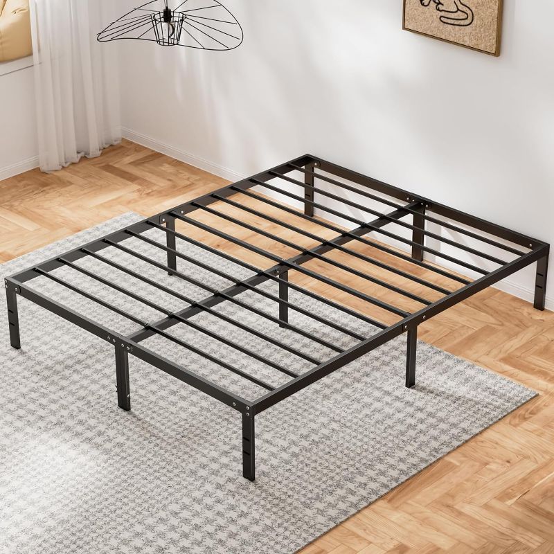 Photo 1 of  Queen Bed Frame- Full Size Bedstead, King Platform with Storage, Air Mattress Twin for Bedroom Sturdy Steel Slat Support Bedstock,Q