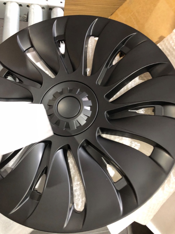 Photo 4 of **MISSING ONE OF THE HUB CAPS**
Klutchtech Tesla Model Y Hubcaps - 19 Inch Gemini Wheel Covers Tesla 19'' Hurricane Wheel Hub Caps - Left-Right Aero Symmetry Design Kit Fit Tesla Model Y Accessories 2021-2023 (Matte Black - 4 Pack) 19inch Model Y 19'' Sym