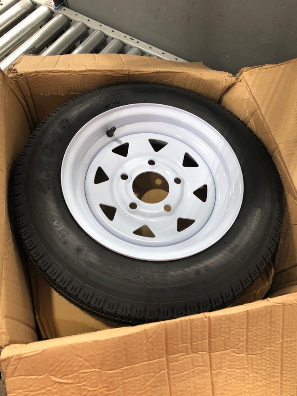 Photo 2 of 4.80-12 4.80x12 480-12 4.80-12 Trailer Tires with 12" Rims, 5 Lug on 4.5", Load Range C, 6PR 2 PACK