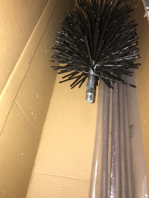 Photo 2 of 18-Foot Chimney Cleaning Kit - 6x3 Ft Fiberglass Rods, 6-Inch Premium Poly Brush, 1/4" NPT Fittings - Durable and Effective 18 FT 6" Brush