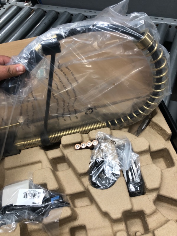 Photo 1 of KRAUS Bolden Touchless Sensor Commercial Style Pull-Down Single Handle 18-Inch Kitchen Faucet in Brushed Brass/Matte Black, KSF-1610BBMB Touchless Faucet Brushed Brass/Matte Black