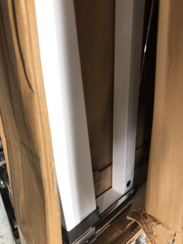 Photo 1 of Ruedamann Adjustable Overbed Bedside Table with Lockable Wheels, 55LBS Capacity Rolling Standing Desk, Laptop Computer Desk Cart with Tray, Sofa Chair Side Table for Home, Office, Hospital, White