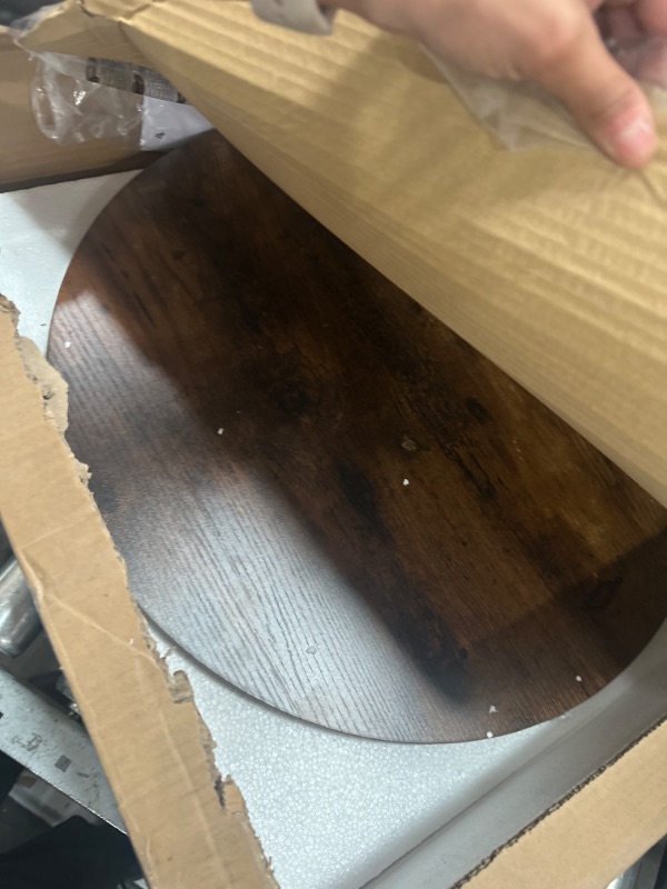 Photo 1 of HOOBRO Round Bar Table, 35" Tall Pub Table, Cocktail Table with Base, Stable Counter Table with Non-Slip Base, Bar Height Table for Living Room, Kitchen, Cafe, Rustic Brown and Black BF57BT01 Rustic Brown + Black