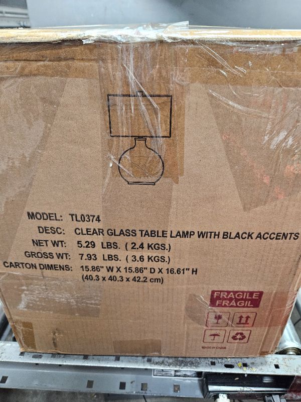 Photo 3 of (SEE NOTES)  Clear Glass Table Lamp with Black Accents