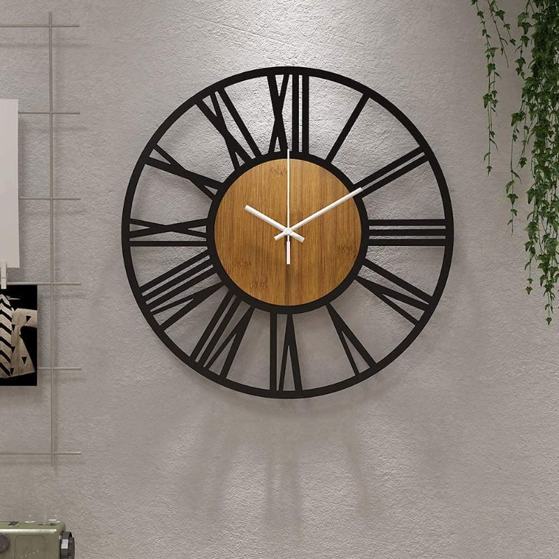 Photo 1 of 1st owned Round Wall Clock for Living Room Decor Modern Battery Operated Nearly Silent Black Clocks for Home Living Room Garden Office Cafe Decoration -40CM